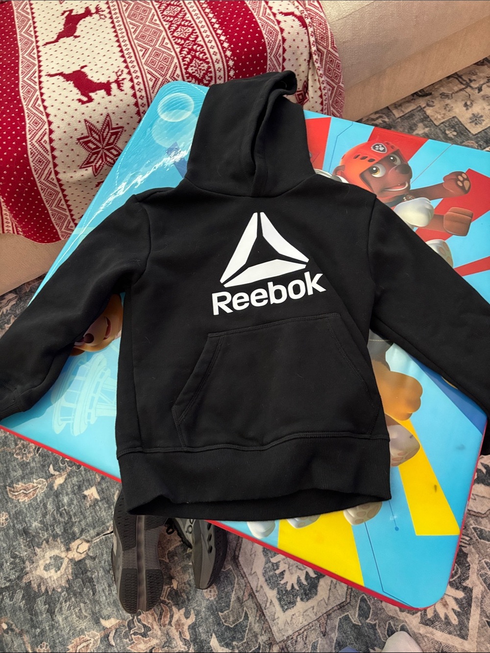 Reebok Black Kids Pullover Hoodie with White Logo